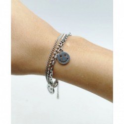 PULSERA ACERO TRIPLE CON...