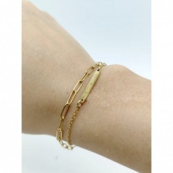 PULSERA ACERO DORADO DOBLE...