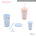 VASO TRENDY COLOR PASTEL C/SORBETE 450ML ART 19027 GAO