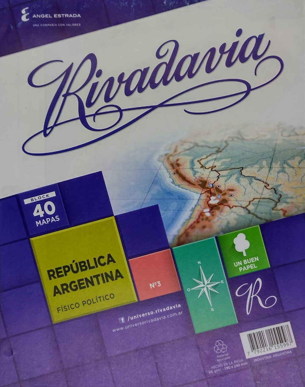 MAPA N3 REPÚBLI ARGENTINA FISICO/POLI 236080 LAM