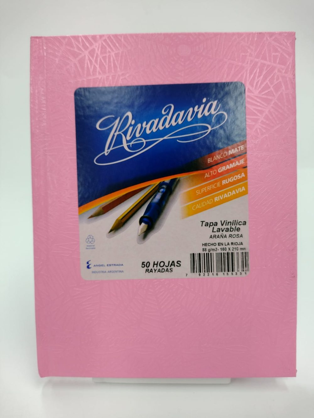 CUADERNO RIVADAV X 50 HJS T/D F/RAY ROSA 35 LAM