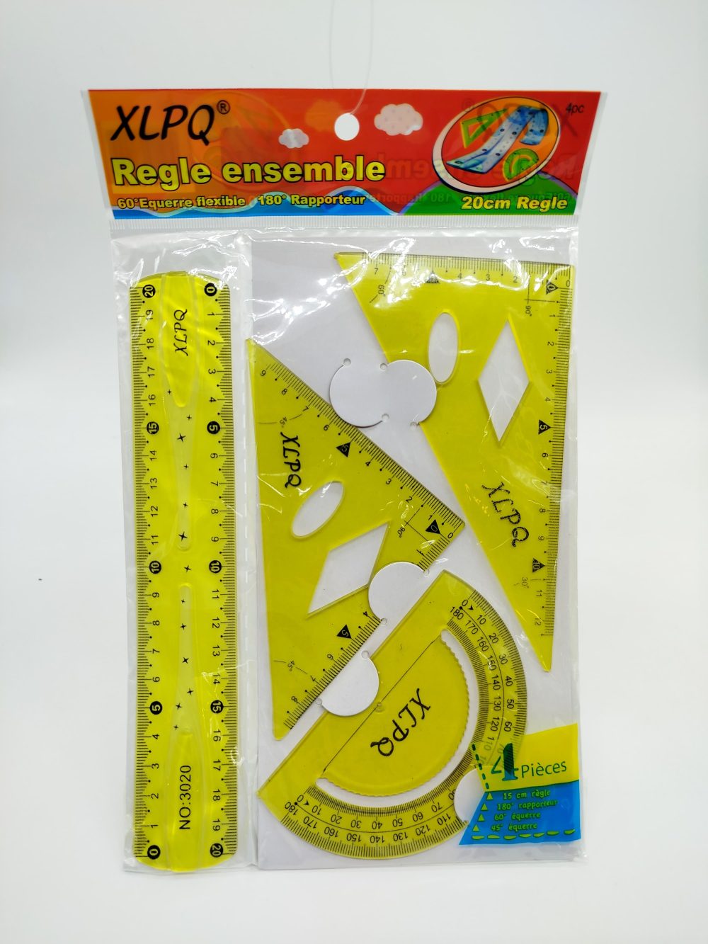 SET DE GEOMETRIA FLEXIBLE X4UNI 20 CM ART AVA18459 AAO