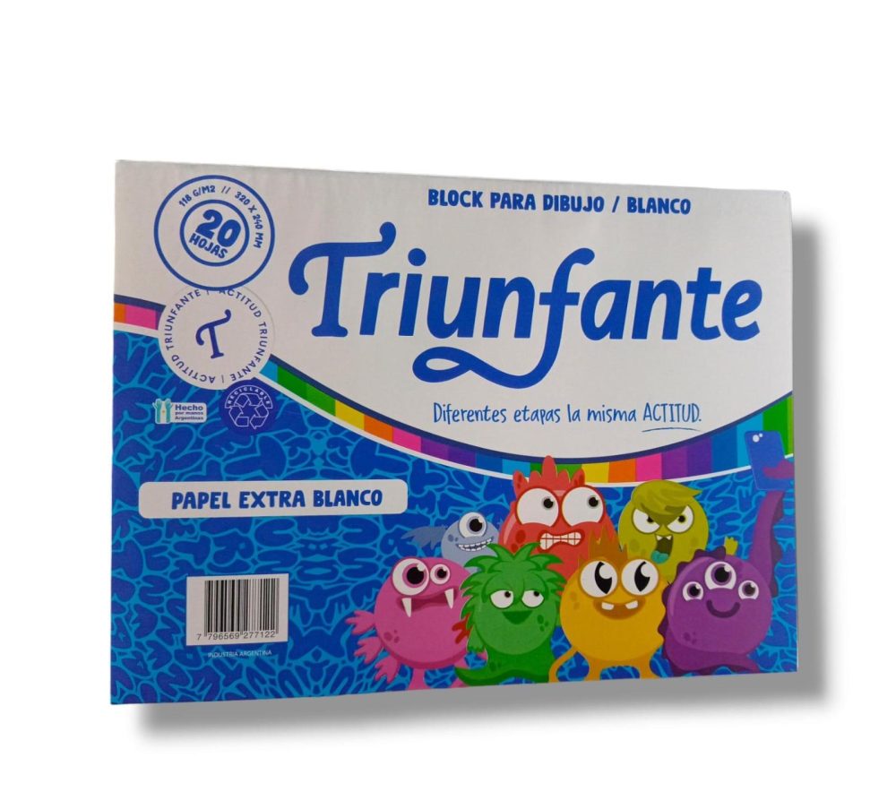 BLOCK TRIUNFANTE X 20 HJS P/DIBUJO T/VOLCA BLANCO Nº5 BAO