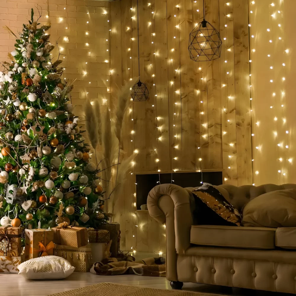 LUCES NAVIDAD CORTINA 3X3 LED CALIDA X240 ART POL23 JAÑ