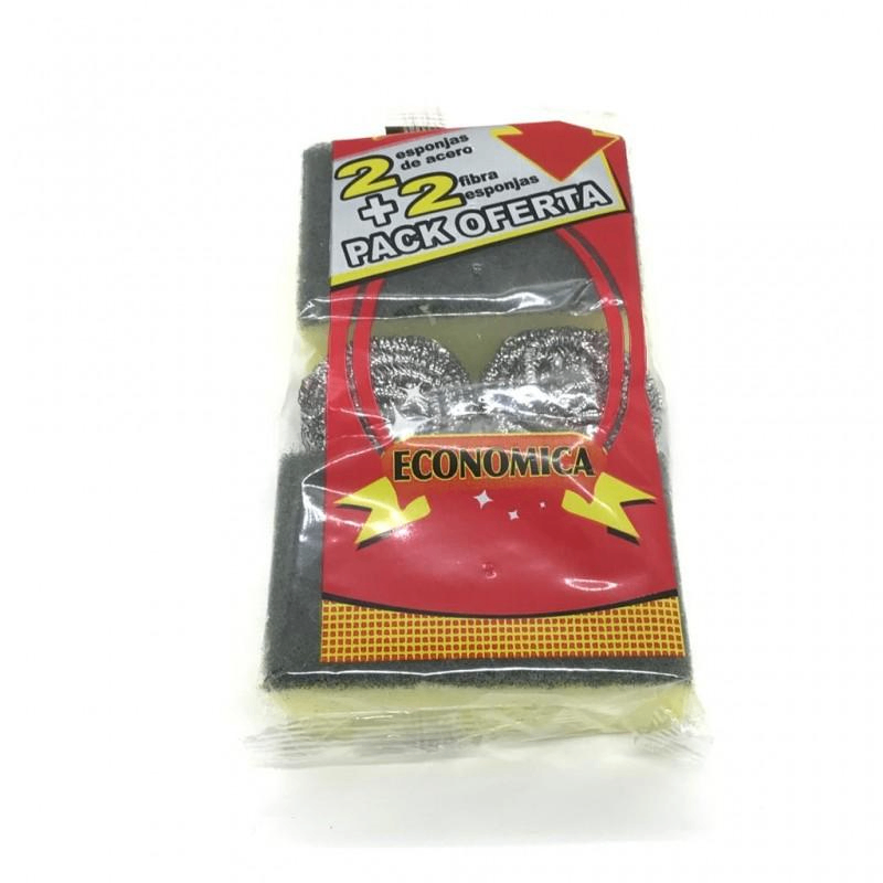 PACK AHORRO 2 ACERO+2 FIBRA ESPONJA ART 116 JAÑ
