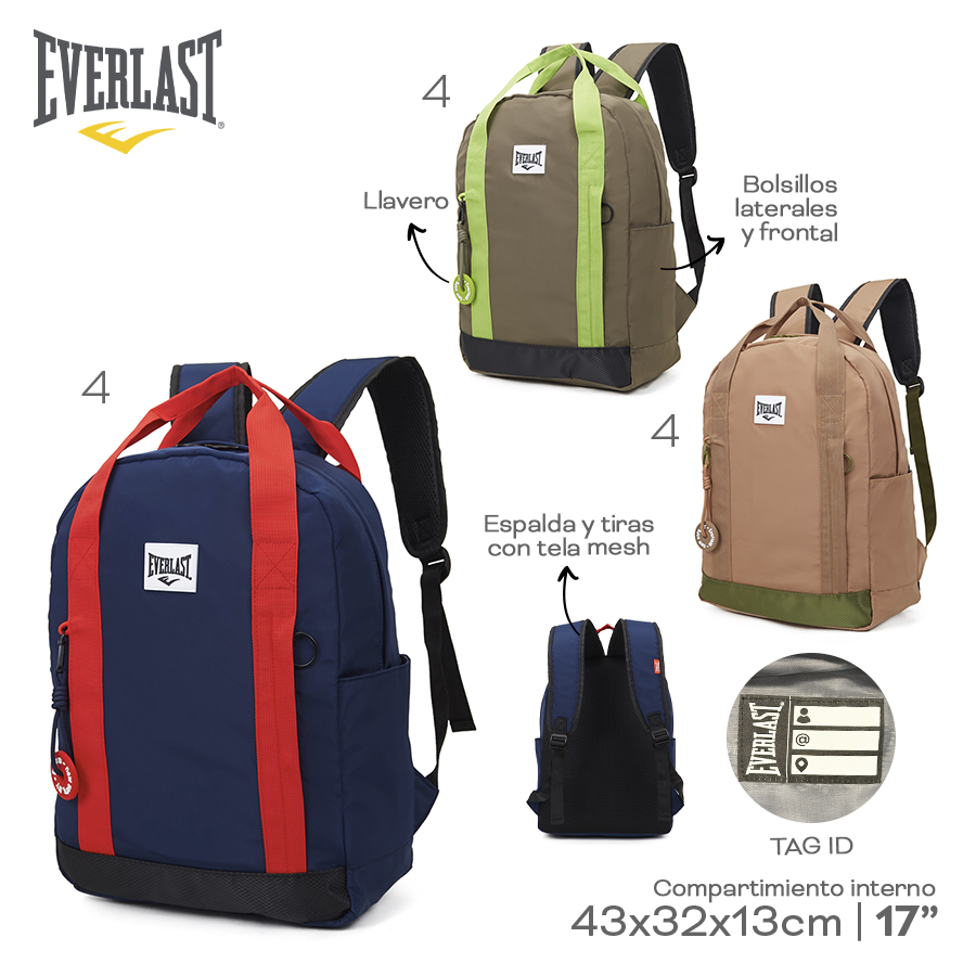 MOCHILA EVERLAST 43X32X12CM ART 22397 BAÑ