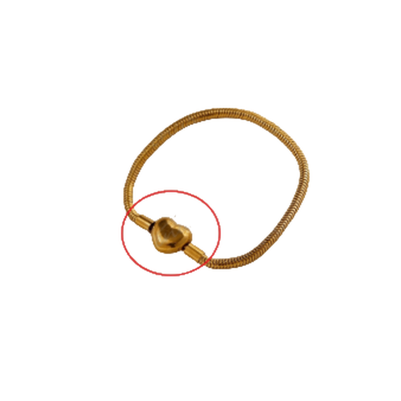 PULSERA ACERO DORADO C/DIJE CORAZON Y CIERRE APUDI542D GAÑ