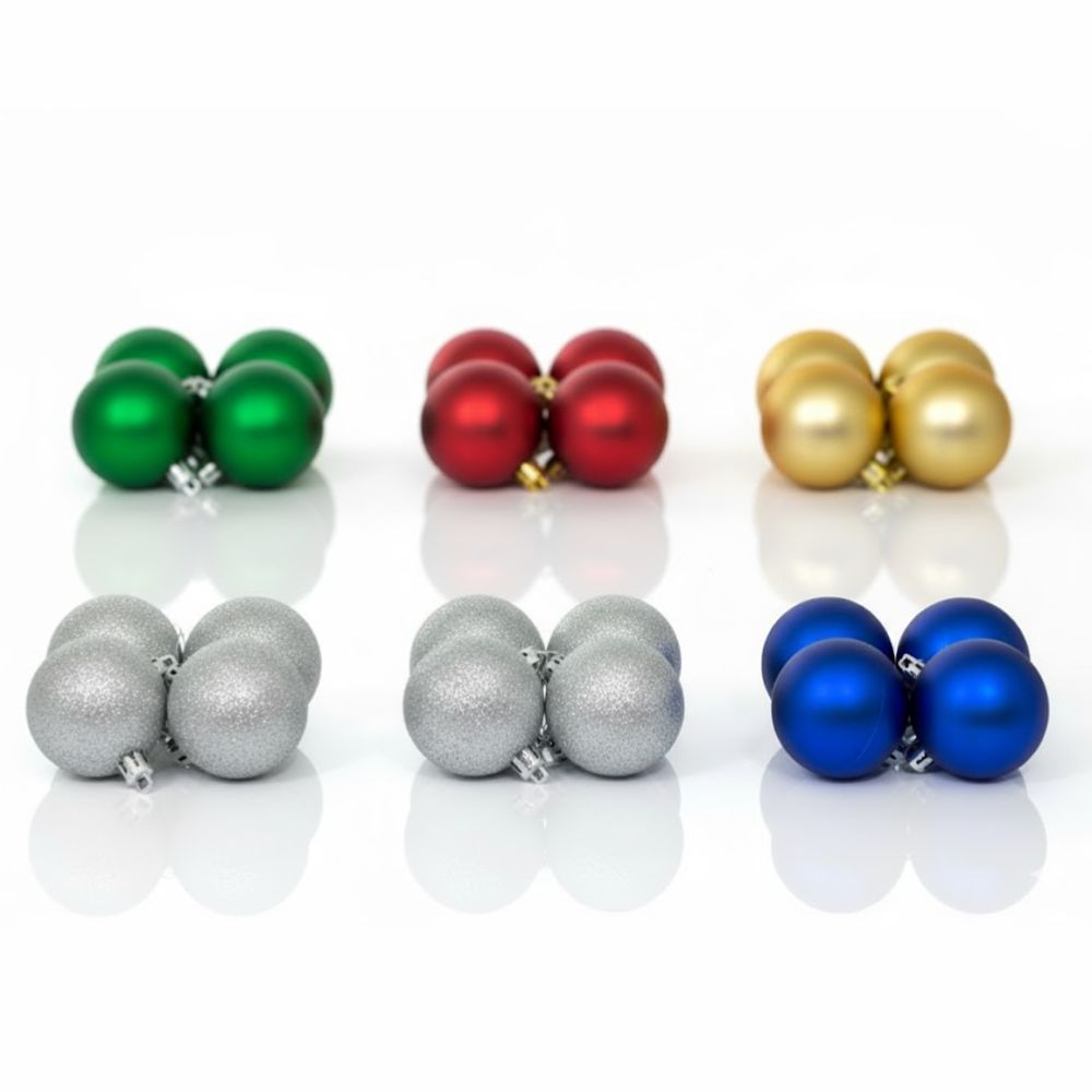 BOLA NAVIDEÑA X6 BRILLOSAS 5CM ART 1057 NAVI JAO