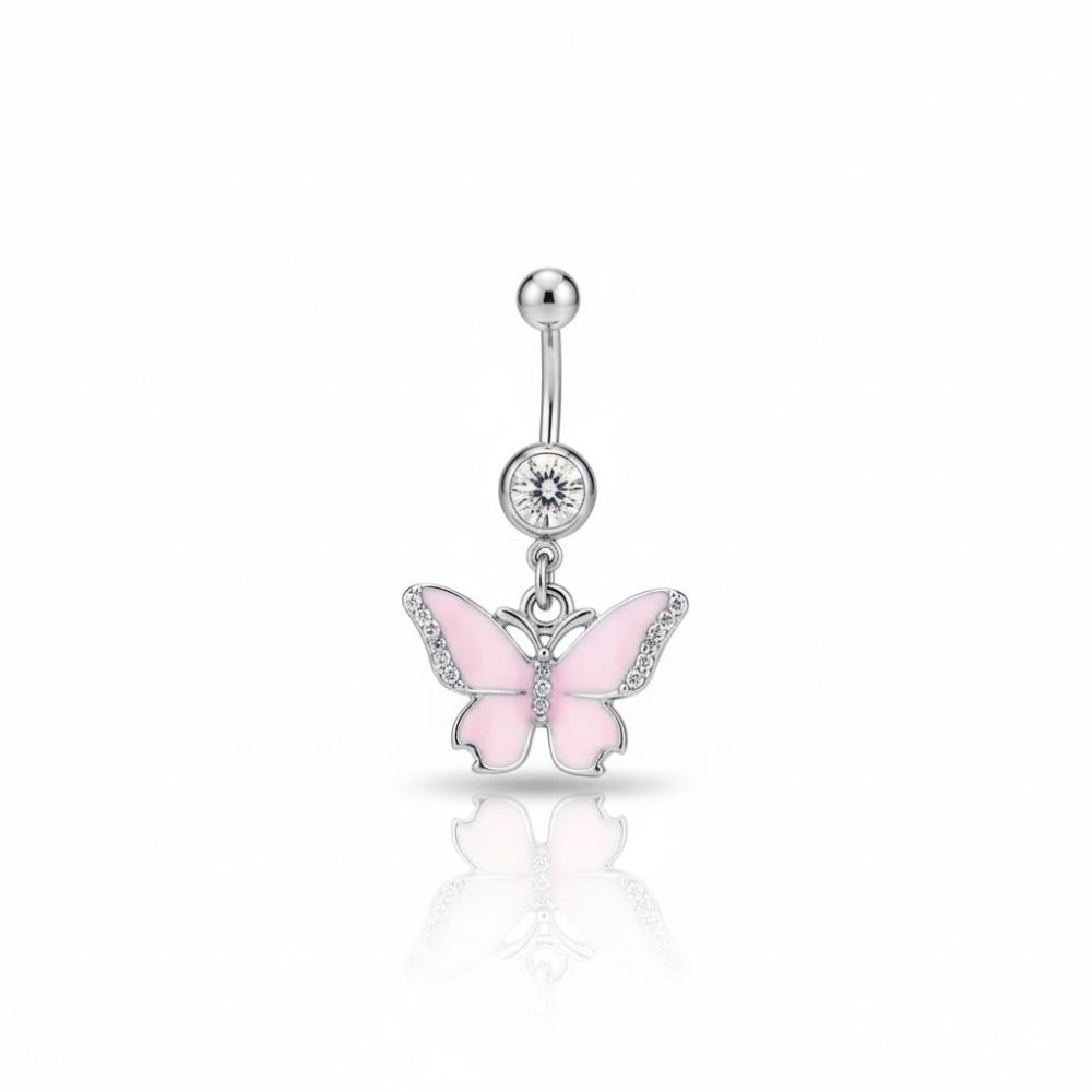PIERCING ACERO OMBLIGO MARIPOSA STRASS BP923 AAO