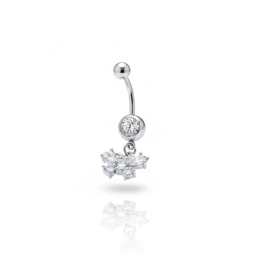 PIERCING ACERO OMBLIGO MARIPOSA CRISTAL BP928 AAO
