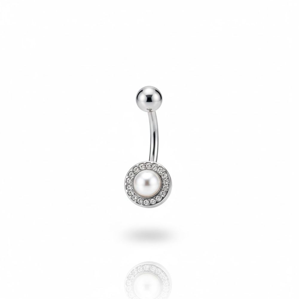 PIERCING ACERO OMBLIGO PERLA STRASS BP974 AAO