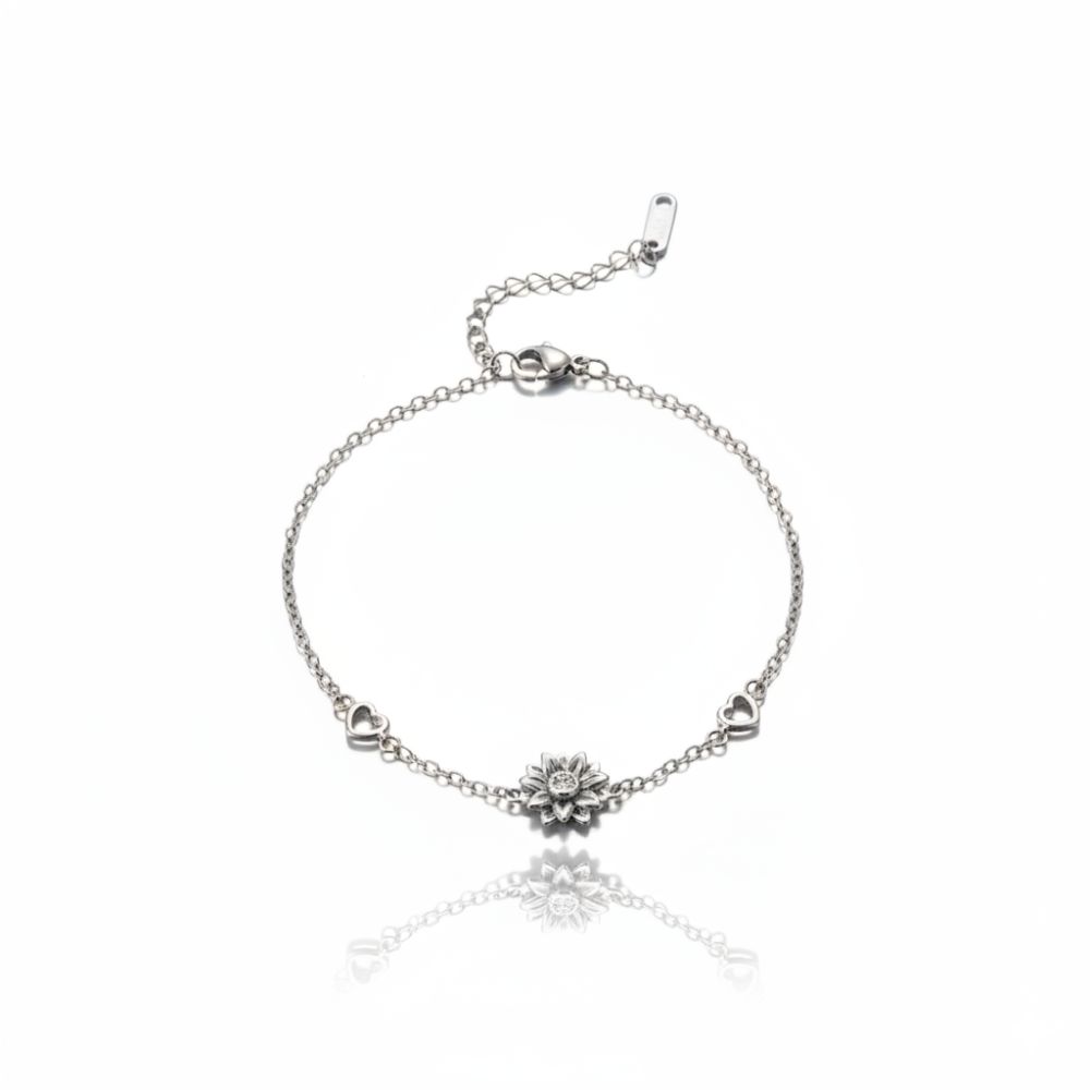 TOBILLERA ACERO DIJE FLOR TOBI10 AAO