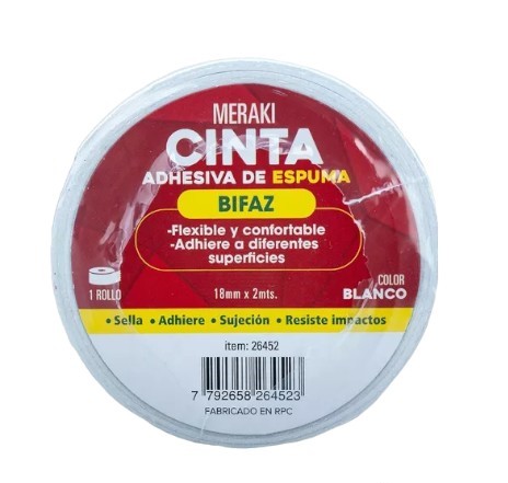 CINTA BIFAZ ESPUMA 18MMX2MTS ART 26452 DAO