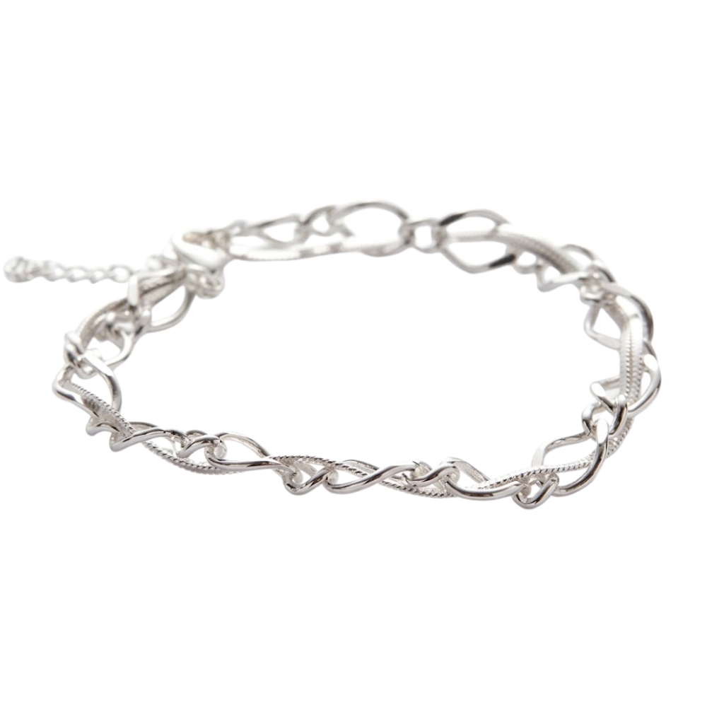PULSERA ACERO BLANCO DOBLE CADENA APUDI410P CAO
