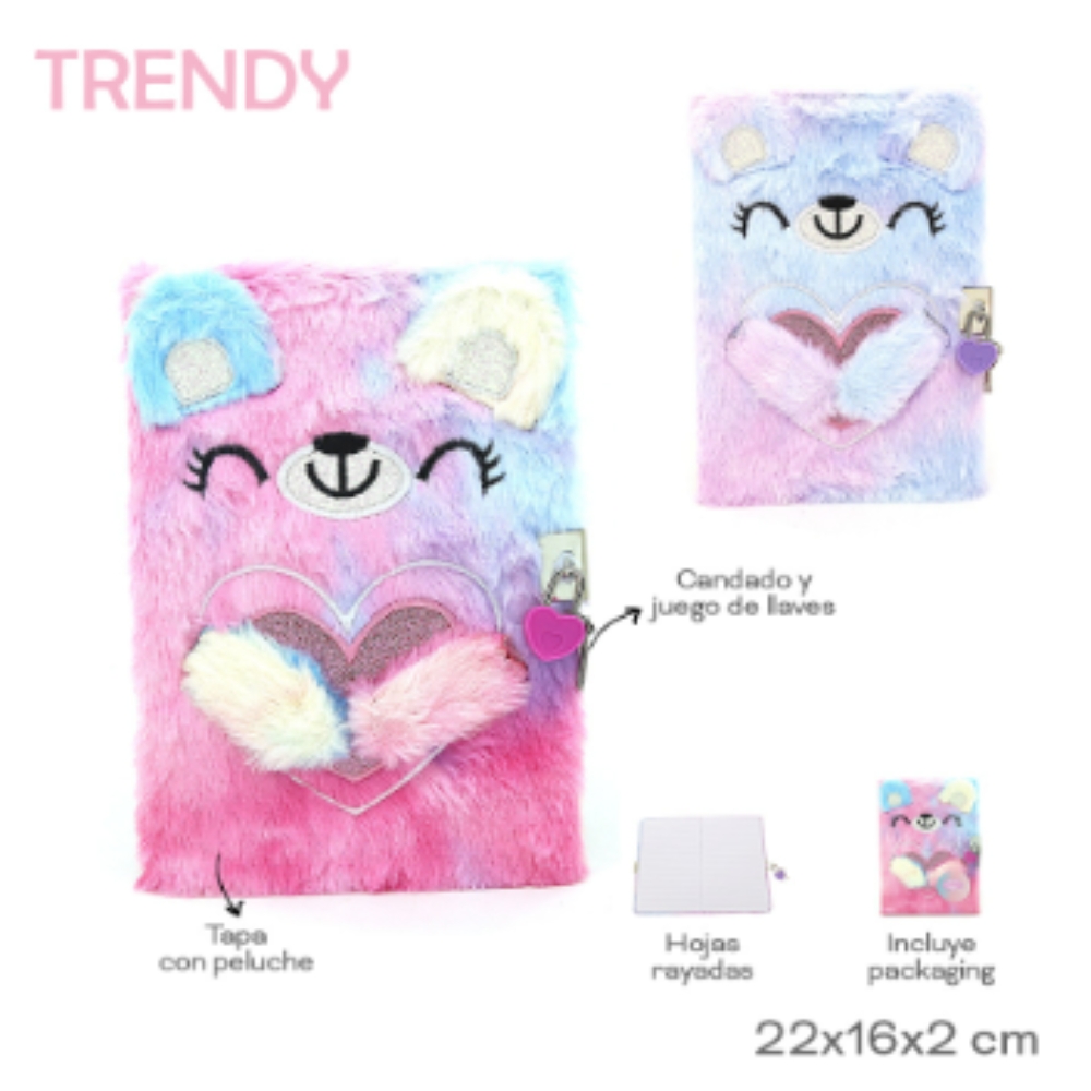 DIARIO INTIMO TRENDY PELUCHE OSITO ART 30658 CAO