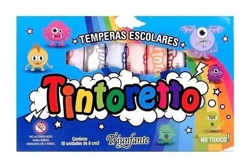 TEMPERA X 10 TINTORETTO COLORES SURTIDOS ART 000041 CAO