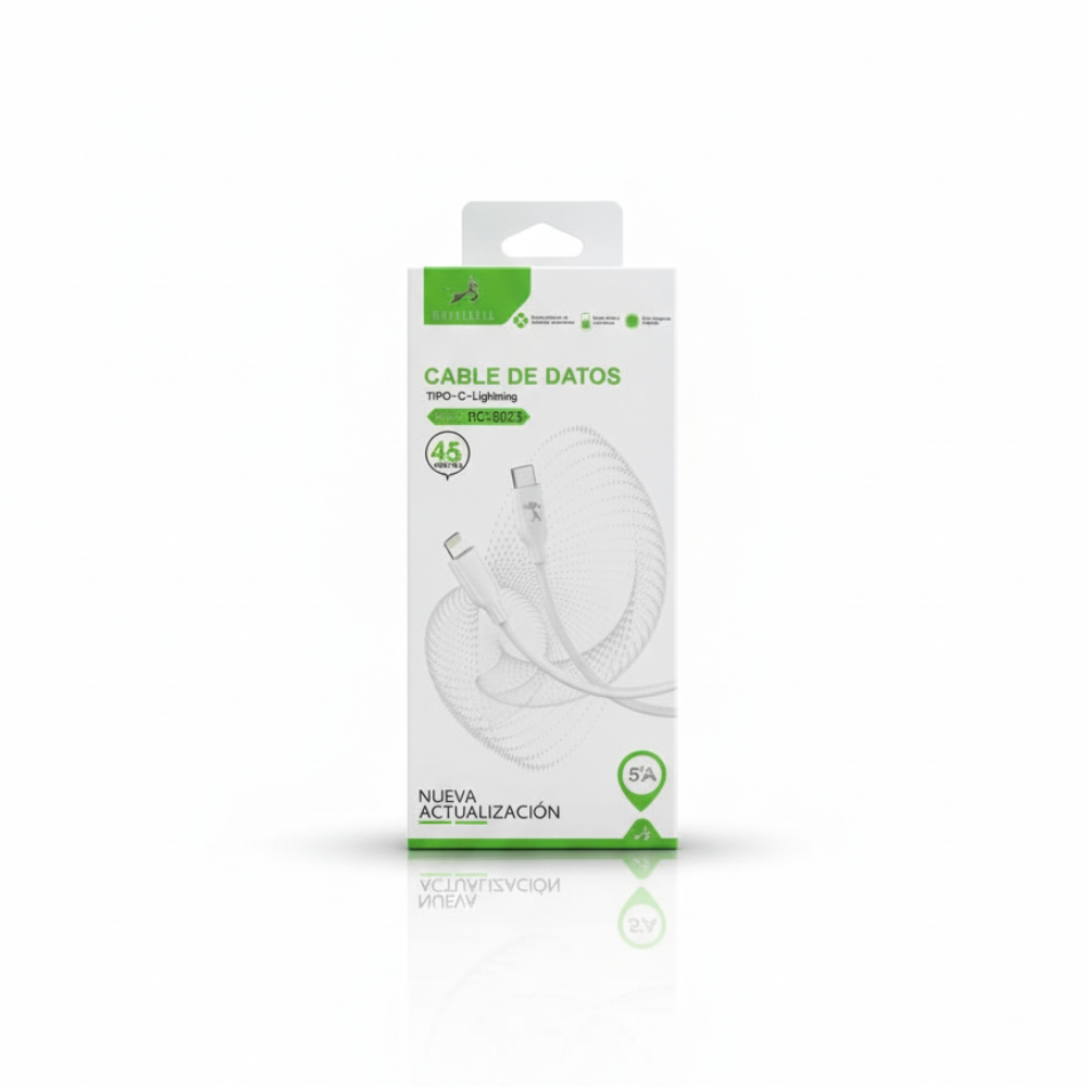 CABLE DE DATOS 45W 5A TIPO C A LIGHTNING ART RC5023 CAO