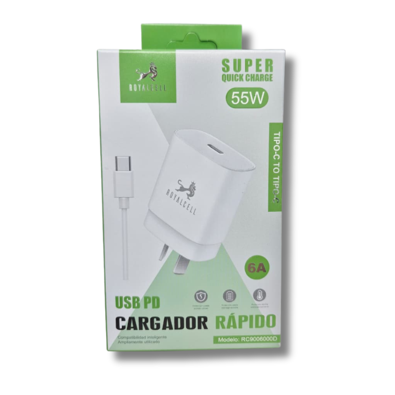 CARGADOR RAPIDO TIPO C A TIPO IP ROYAL ART RC9006000D CAO