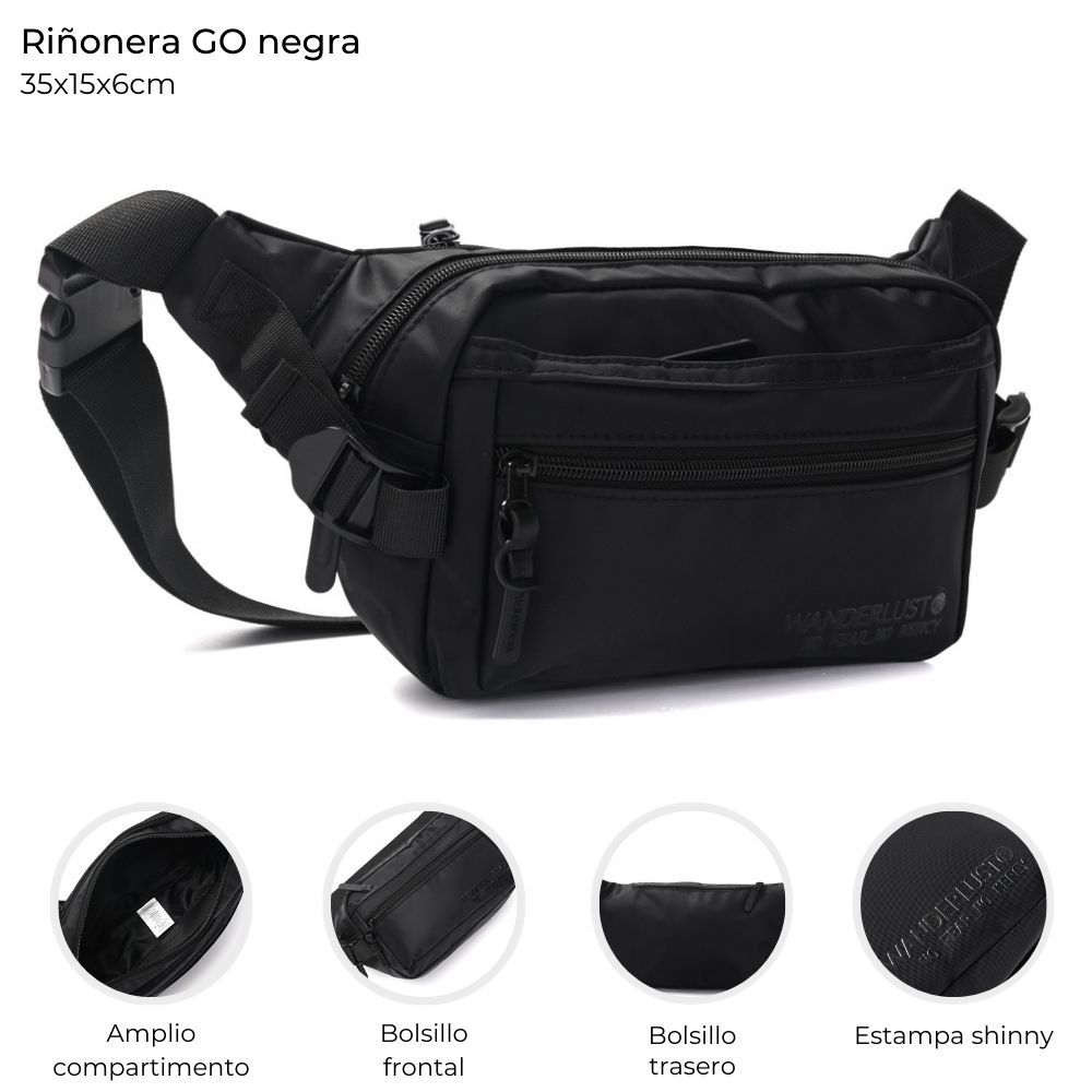 RIÑONERA GO NEGRA 35x15x6CM ART 41663 CAO