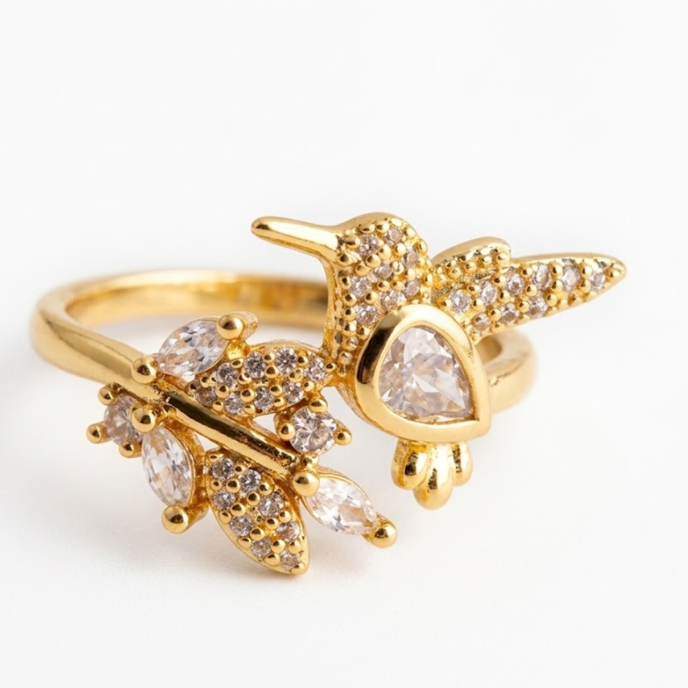 ANILLO BRONCE BAÑO DORADO COLIBRI XUN AN530D CAO