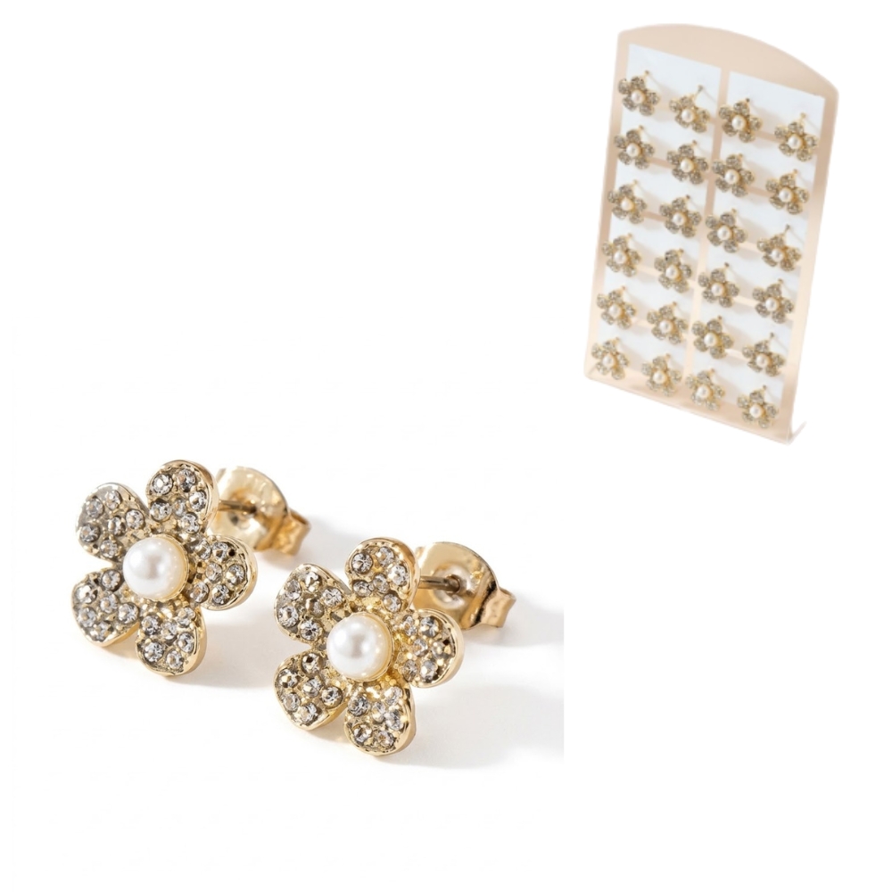 ARO PASANTE ACERO DORADO FLOR C/ STRASS XPAR AR1455D FAO