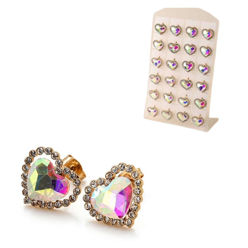 ARO PASANTE ACERO DORADO CORAZON C/STRASS XPAR AR1483D CAO