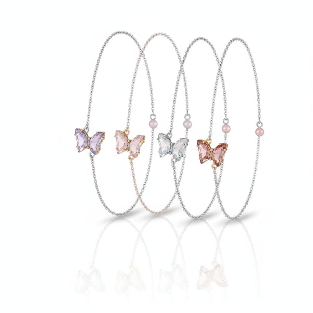 PULSERA ACERO BLANCO MARIPOSA CRISTAL APUDI469P CAO