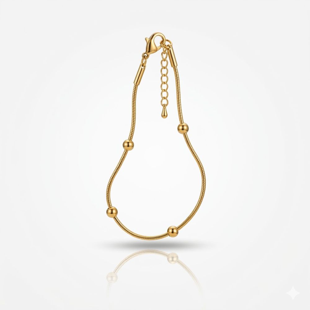 PULSERA ACERO DORADO RATON C/BOLITAS APURATB1X18D CAO