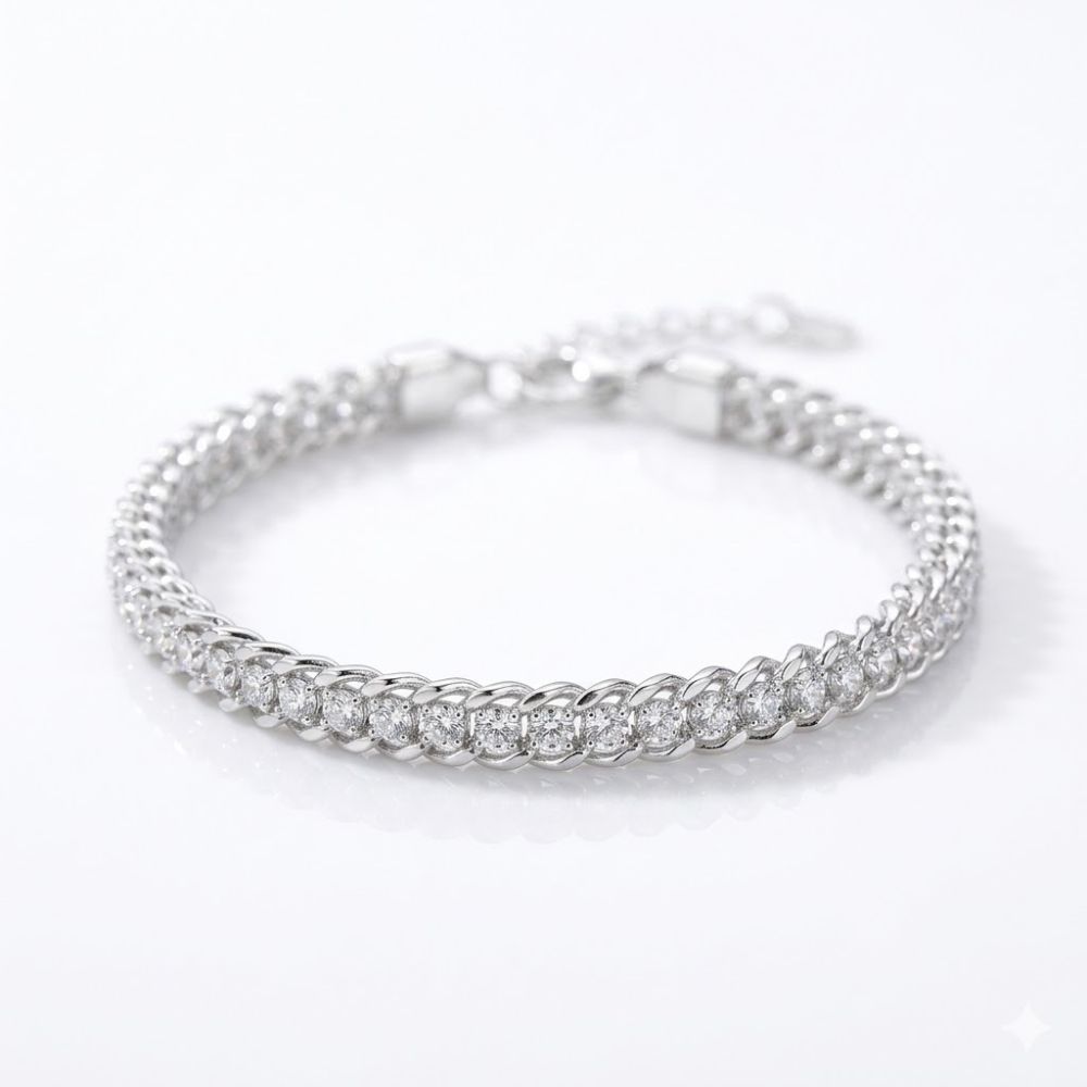 PULSERA ACERO TRENZADA COMB STRASS APUDI612 CAO