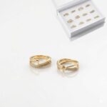 ANILLO ACERO DORADO OLAS Y MICROPAVE ART AN582D CAO