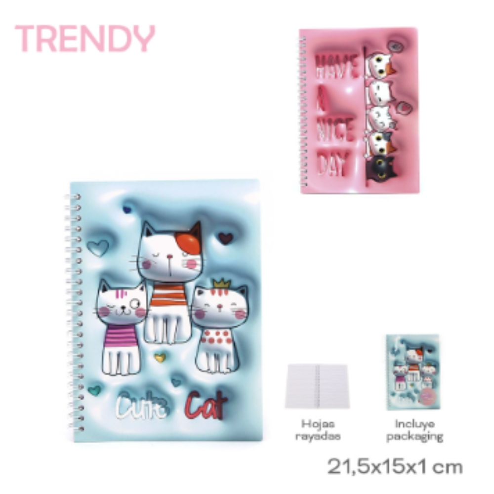 CUADERNO TRENDY GATO ART 30597 CAO