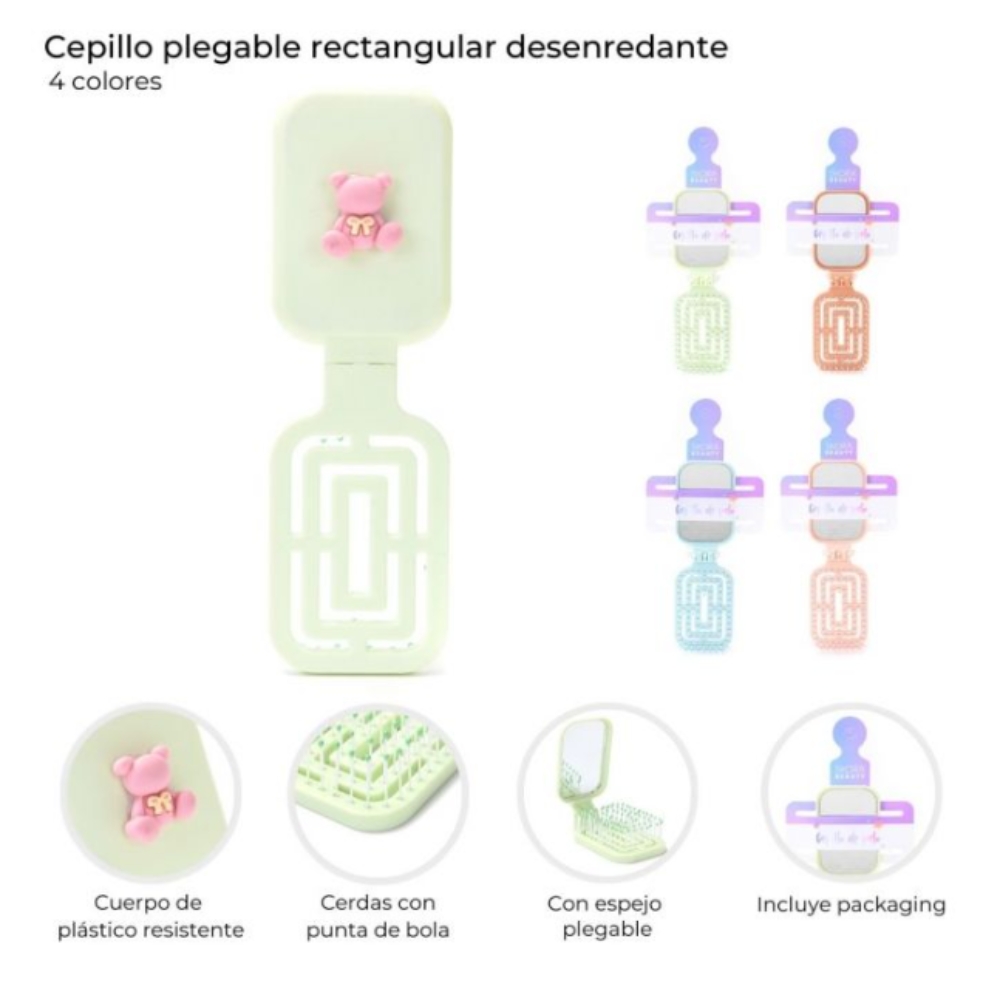 CEPILLO PLEGABLE RECT DESENREDANTE C/ESPEJO 39040 CAO