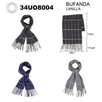 BUFANDA LANILLA A CUADROS 32x170CM ART 34UO8004 DAO
