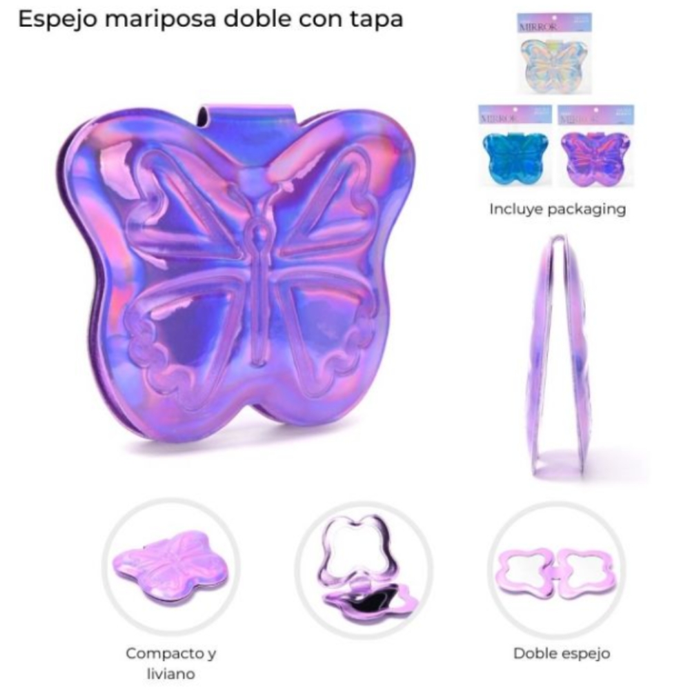 ESPEJO MARIPOSA DOBLE C/ TAPA ART 44033 DAO