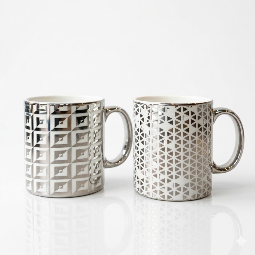 TAZA DE CERAMICA GEOMETRICA SILVER ART RM41-5 CAO