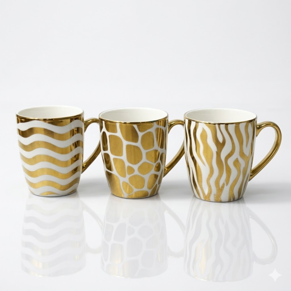 TAZA DE CERAMICA ANIMAL PRINT GOLD ART RM41-8 DAO