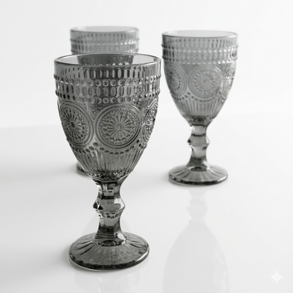 COPA DE VINO FLOWER GREY X6 ART RM37-4 DAO
