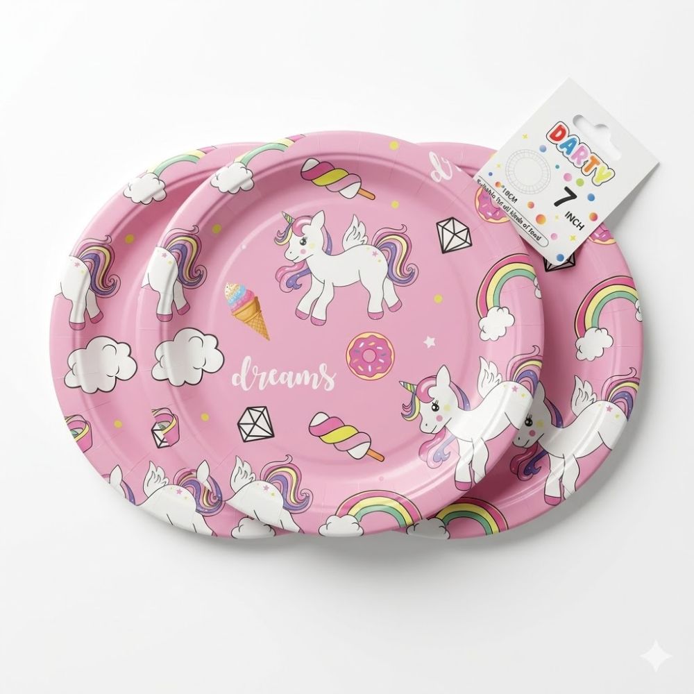 PLATO CUMPLEAÑOS PAPEL UNICORNIO X10U 21CM NS413416 CAO