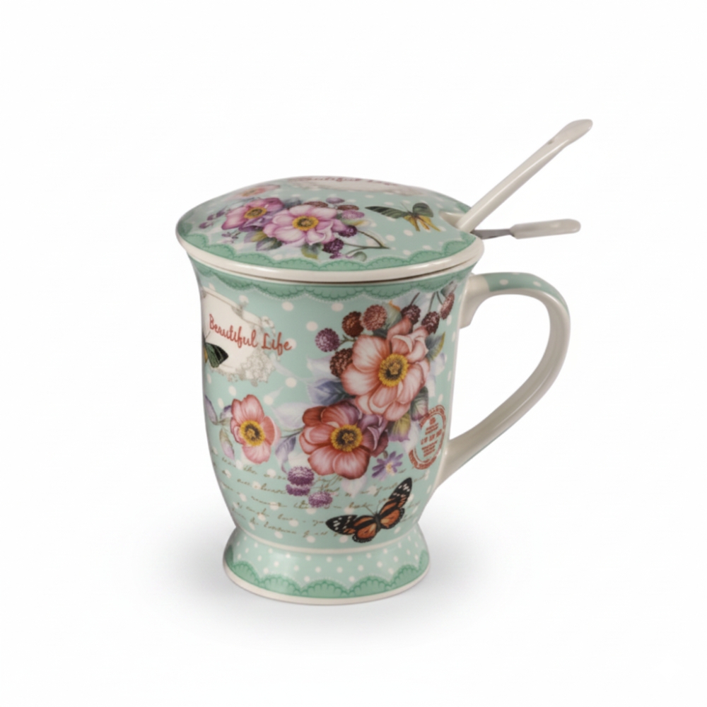 TAZA C/ DIFUSOR PORCELANA FLOREADA ART 101253 DAO