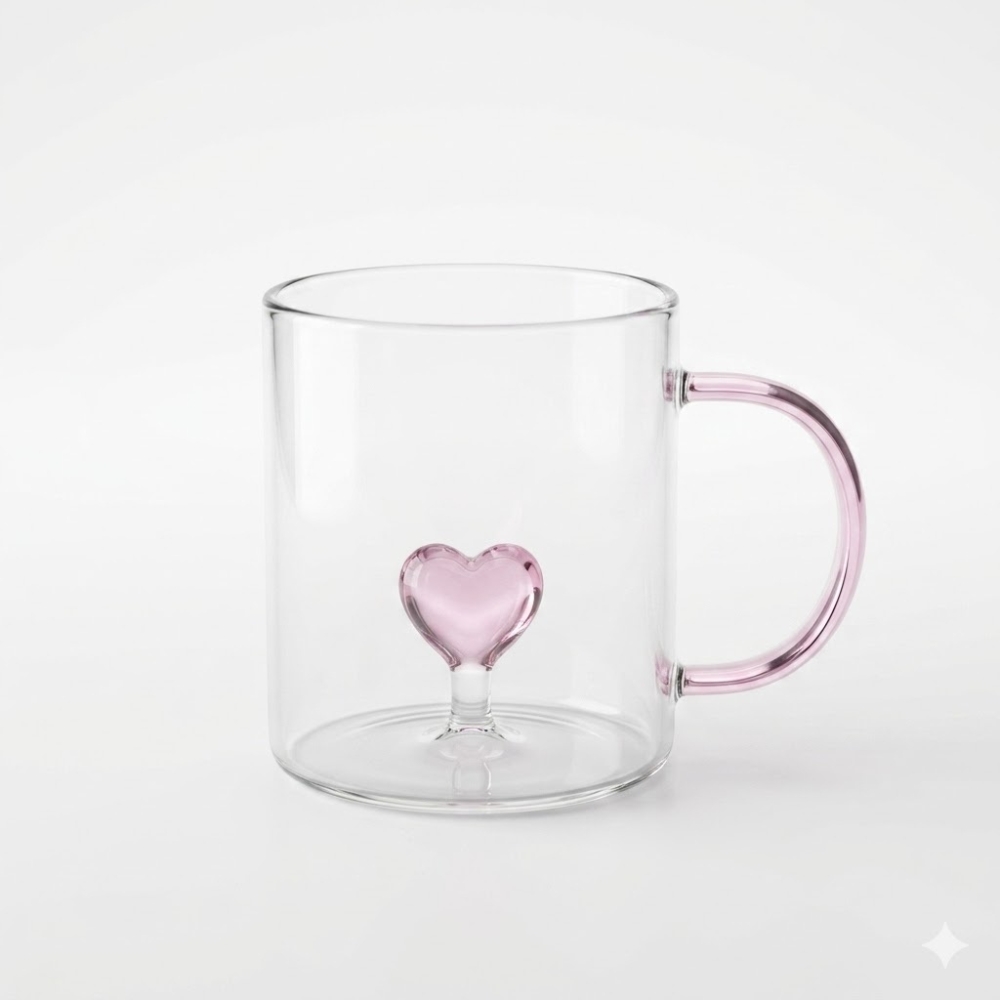TAZA DE VIDRIO DISEÑO CORAZON 400cc XUNIDAD ART 105408 DAO