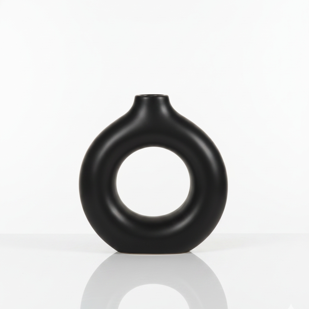 FLORERO DE CERAMICA NEGRO 16x4x11cm ART 201248 DAO