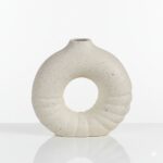 FLORERO CERAMICA BLANCO C/DECOS NEGRAS 21x21x7cm 201251 DAO