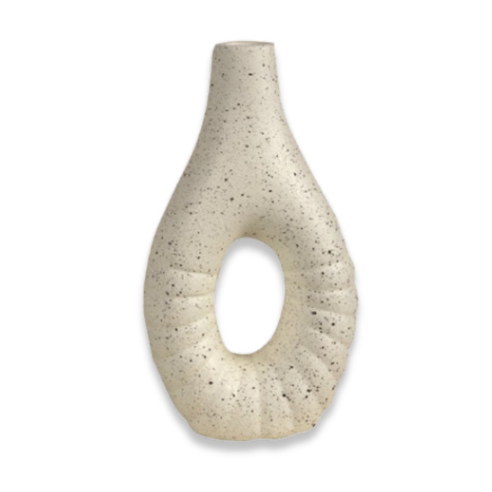 FLORERO CER BLANCO C/DECO NEGRAS 19x10x5cm ART 201255 DAO