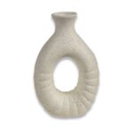 FLORERO CER BLANCO C/ DECOS NEGRAS 13x20x6cm ART 201256 DAO