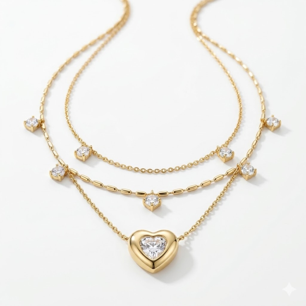CADENA ACERO DORADO DOBLE C/STRASS BZCADI417D CAO