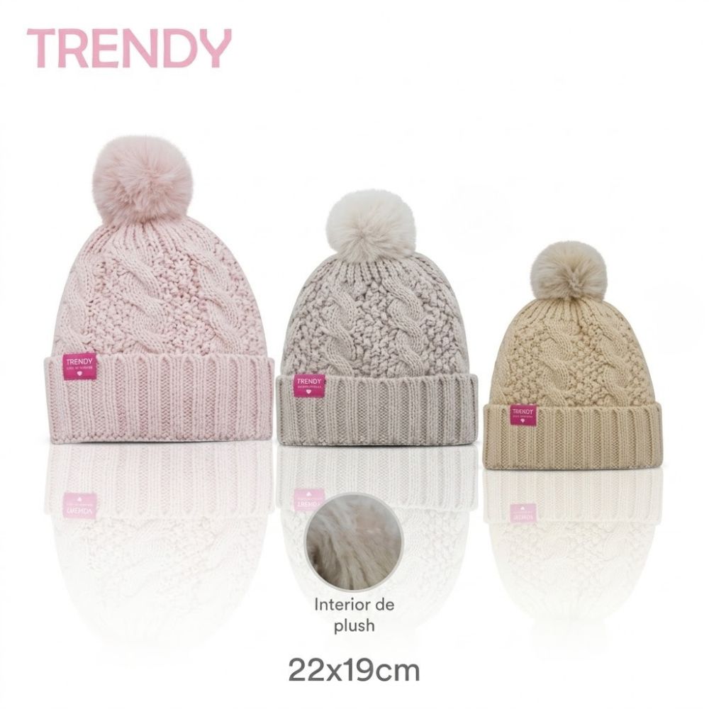 GORRO TRENDY TRENZADO COMB C/POMPON ART 16904 DAO