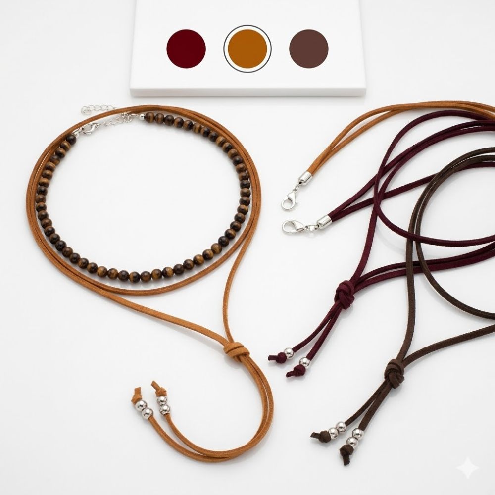 COLLAR DUO SUEDE BEADS BQ0652 DAO