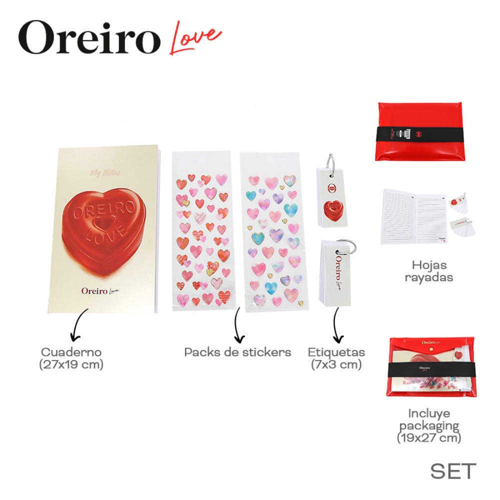 SET CUADERNO A5 + STICKER Y ETIQUETA OREIRO ART 31481  DAO