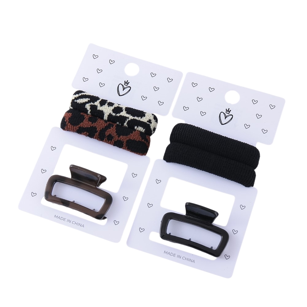 SET PELO BROCHE RECT + COLITAS ANIMAL PRINT/NEGRO 54903 DAO