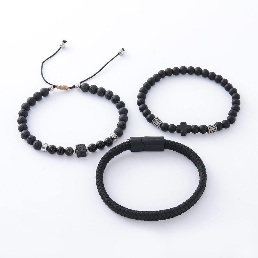 PULSERA HOMBRE REGULABLE SET X3 Ø 7CM ART 55019 DAO